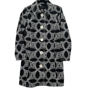 Banana Republic Factory Black White Geometric Jacket XSP Trench Coat Classic